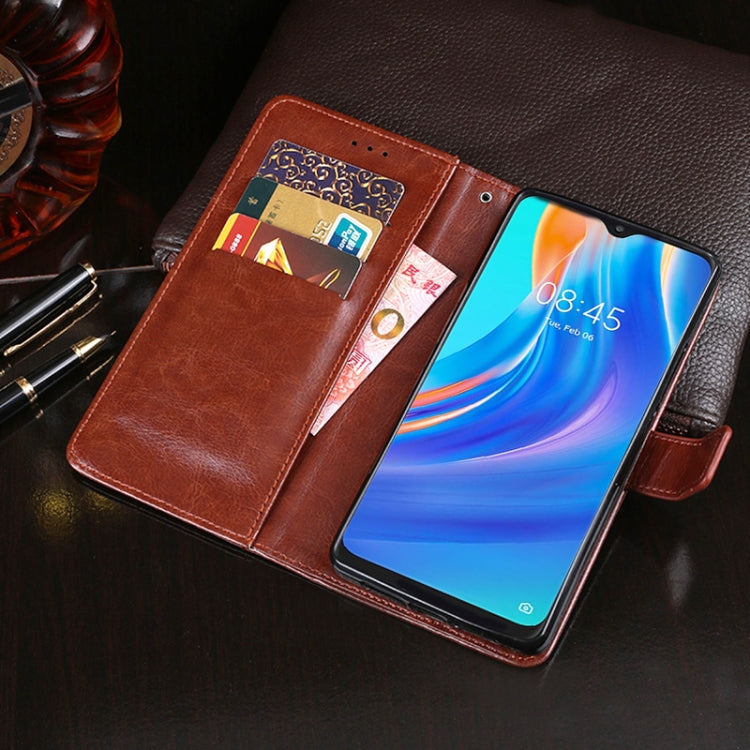 idewei Crazy Horse Texture Horizontal Flip Leather Case with Holder & Card Slots & Wallet For Tecno Spark 7P(Black)