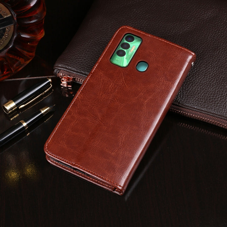 idewei Crazy Horse Texture Horizontal Flip Leather Case with Holder & Card Slots & Wallet For Tecno Spark 7P(Brown)