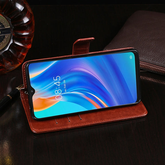idewei Crazy Horse Texture Horizontal Flip Leather Case with Holder & Card Slots & Wallet For Tecno Spark 7P(Brown)