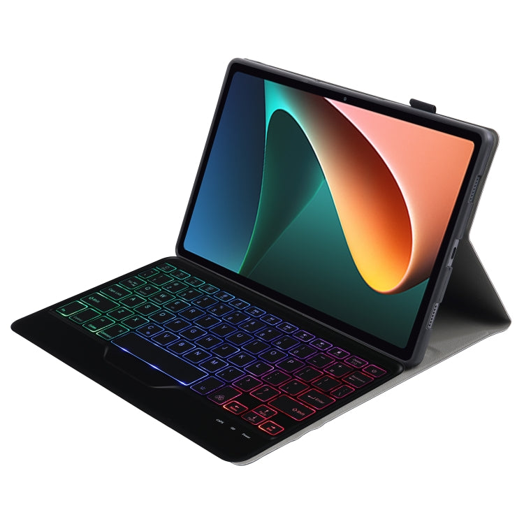 A0N5BS Ultra-thin Tri-color Backlight Detachable Lambskin Texture TPU Bluetooth Keyboard Leather Tablet Case with Holder For Xiaomi Pad 5 / 5 Pro(Black) - Others Keyboard by PMC TechLife | Online Shopping South Africa | PMC TechLife
