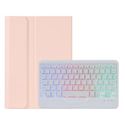 A0N5BS Ultra-thin Tri-color Backlight Detachable Lambskin Texture TPU Bluetooth Keyboard Leather Tablet Case with Holder For Xiaomi Pad 5 / 5 Pro(Pink)
