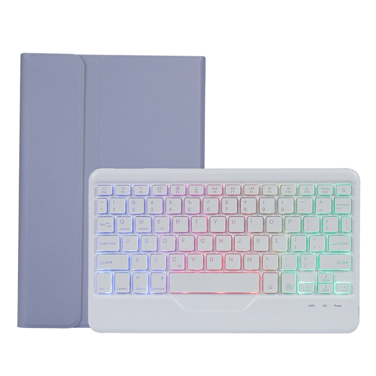A0N5BS Ultra-thin Tri-color Backlight Detachable Lambskin Texture TPU Bluetooth Keyboard Leather Tablet Case with Holder For Xiaomi Pad 5 / 5 Pro(Purple) - Others Keyboard by PMC TechLife | Online Shopping South Africa | PMC TechLife