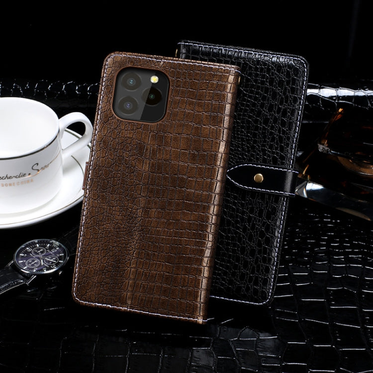 For Oukitel C21 Pro idewei Crocodile Texture Horizontal Flip Leather Case with Holder & Card Slots & Wallet(Dark Blue)