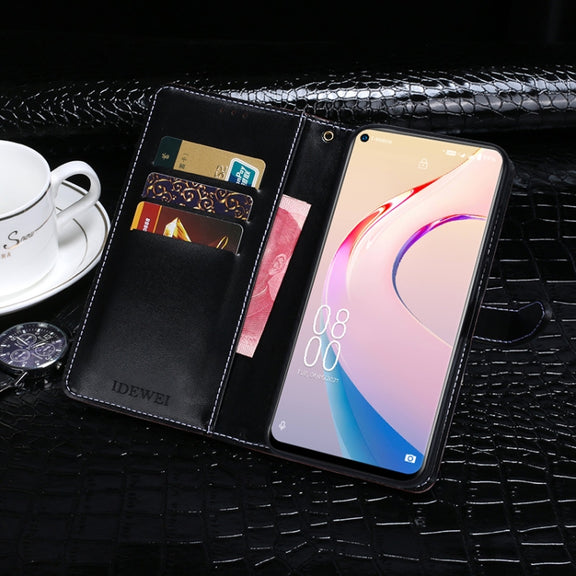 For Oukitel C21 Pro idewei Crocodile Texture Horizontal Flip Leather Case with Holder & Card Slots & Wallet(Dark Blue)