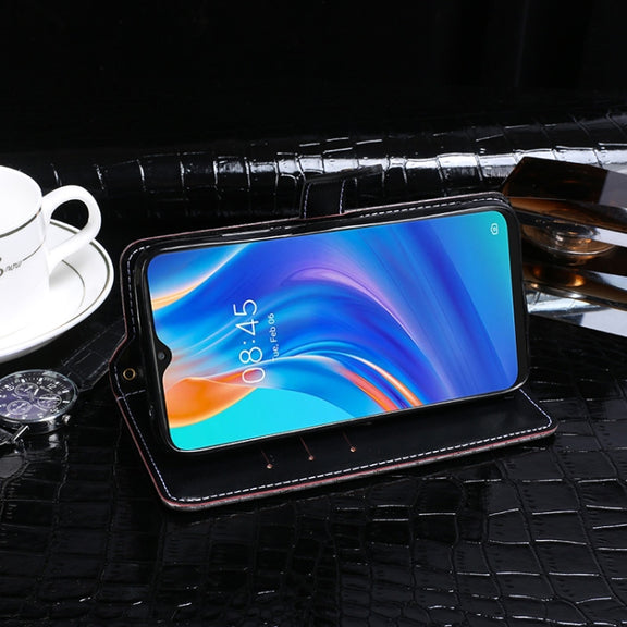 For Tecno Spark 7P idewei Crocodile Texture Horizontal Flip Leather Case with Holder & Card Slots & Wallet(Black)