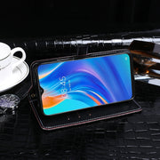 For Tecno Spark 7P idewei Crocodile Texture Horizontal Flip Leather Case with Holder & Card Slots & Wallet(Dark Blue)