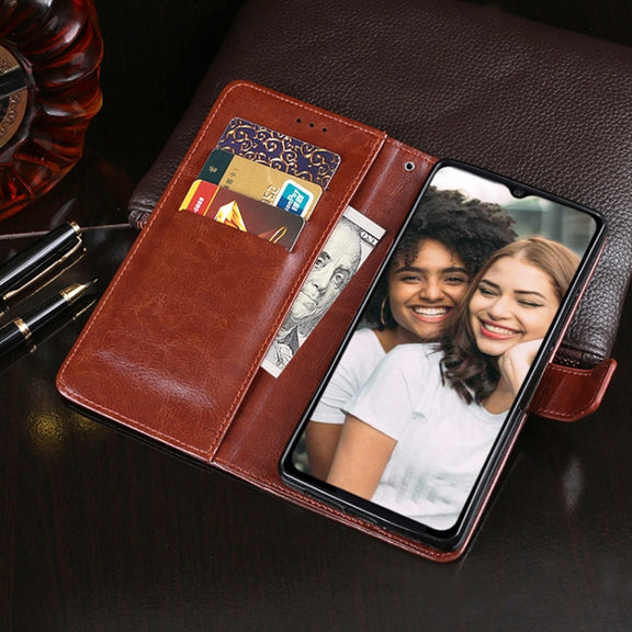 idewei Crazy Horse Texture Horizontal Flip Leather Case with Holder & Card Slots & Wallet For Doogee N40 Pro(Sky Blue)