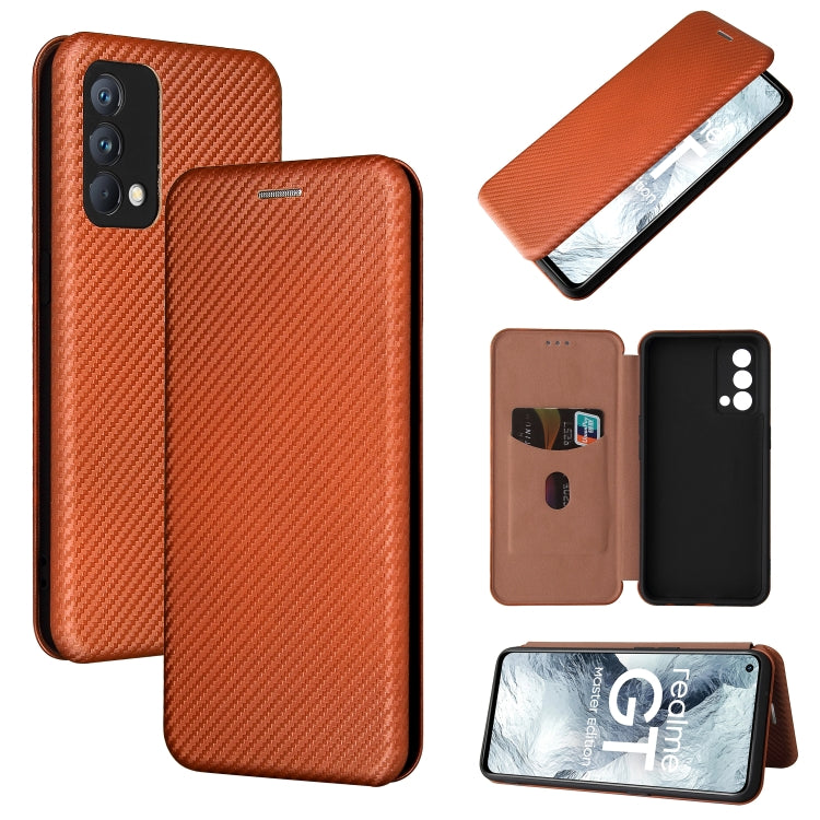 Carbon Fiber Texture Horizontal Flip TPU + PC + PU Leather Case with Card Slot For OPPO Realme GT Master(Brown) - Realme Cases by PMC TechLife | Online Shopping South Africa | PMC TechLife | Buy Now Pay Later Mobicred