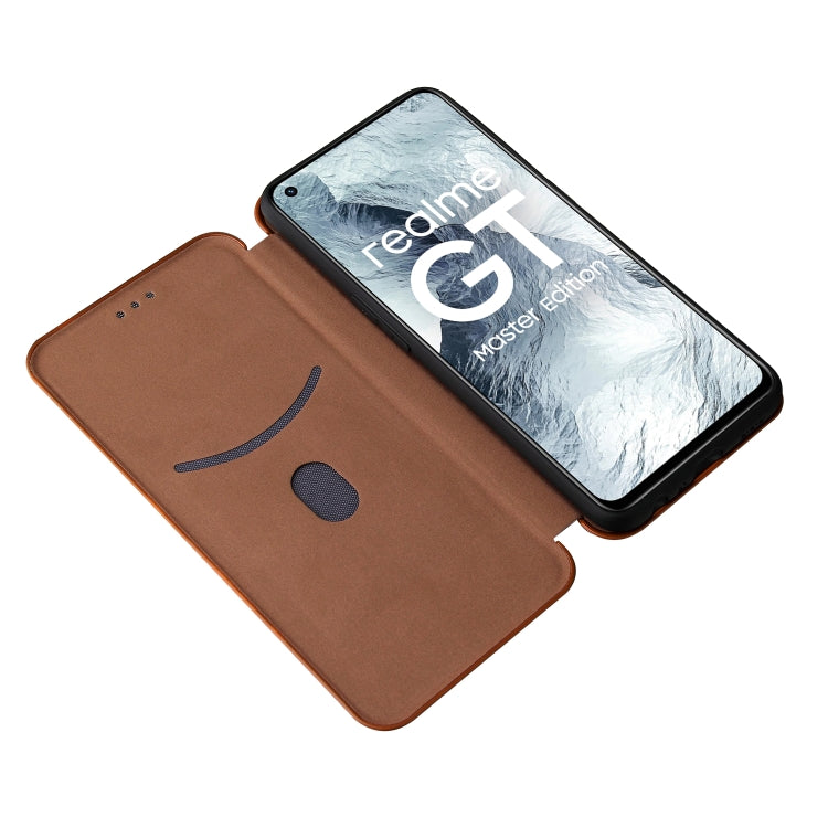 Carbon Fiber Texture Horizontal Flip TPU + PC + PU Leather Case with Card Slot For OPPO Realme GT Master(Brown) - Realme Cases by PMC TechLife | Online Shopping South Africa | PMC TechLife | Buy Now Pay Later Mobicred