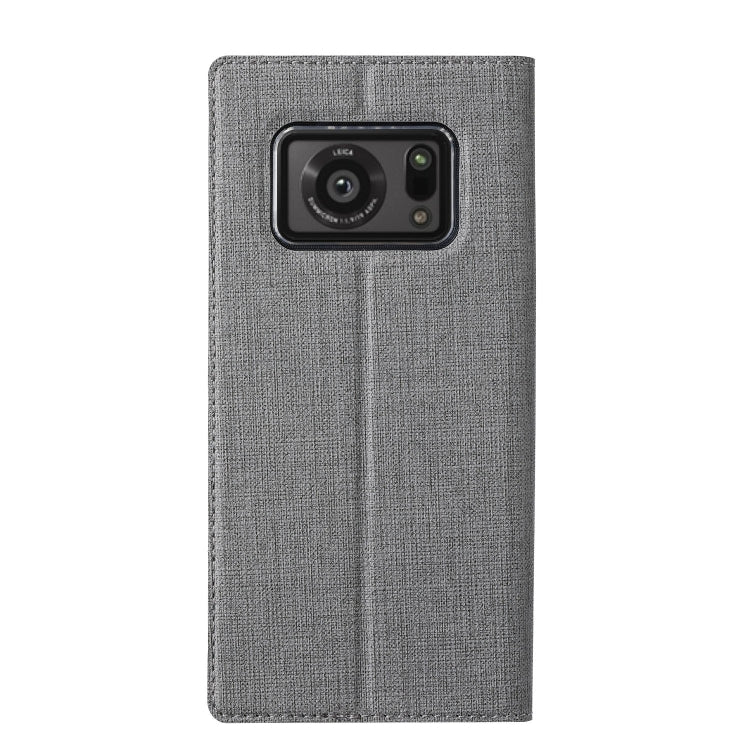 For Sharp Aquos R6 ViLi DMX Series Shockproof TPU + PU Leather Magnetic Attraction Horizontal Flip Case with Card Slot & Holder(Grey)