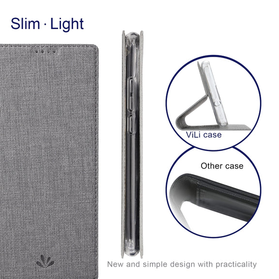 For Sharp Aquos R6 ViLi DMX Series Shockproof TPU + PU Leather Magnetic Attraction Horizontal Flip Case with Card Slot & Holder(Grey)
