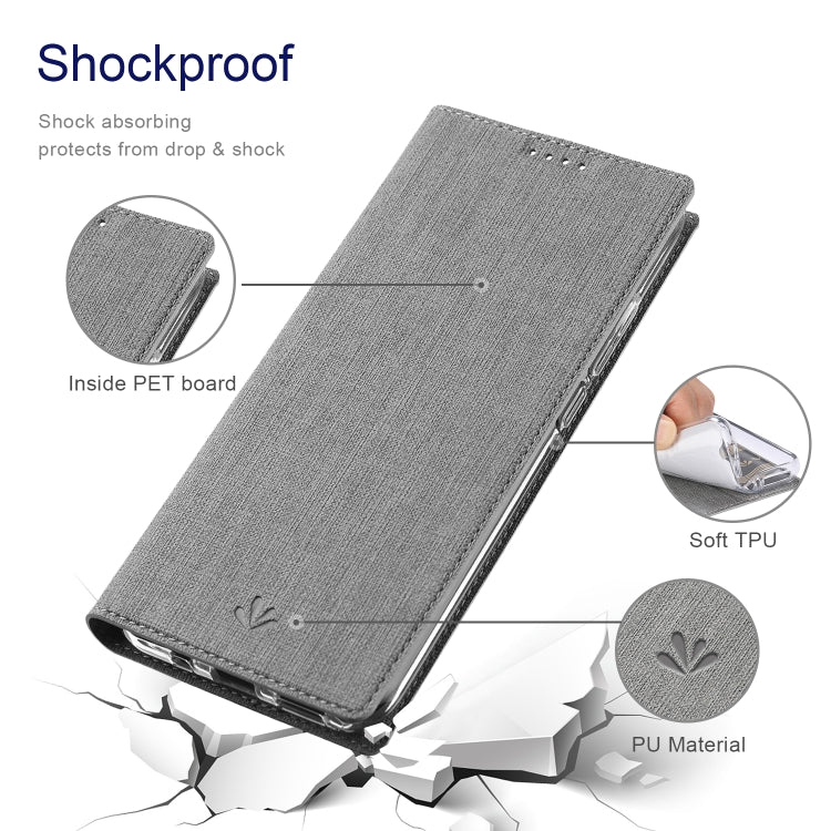 For Sharp Aquos R6 ViLi DMX Series Shockproof TPU + PU Leather Magnetic Attraction Horizontal Flip Case with Card Slot & Holder(Grey)