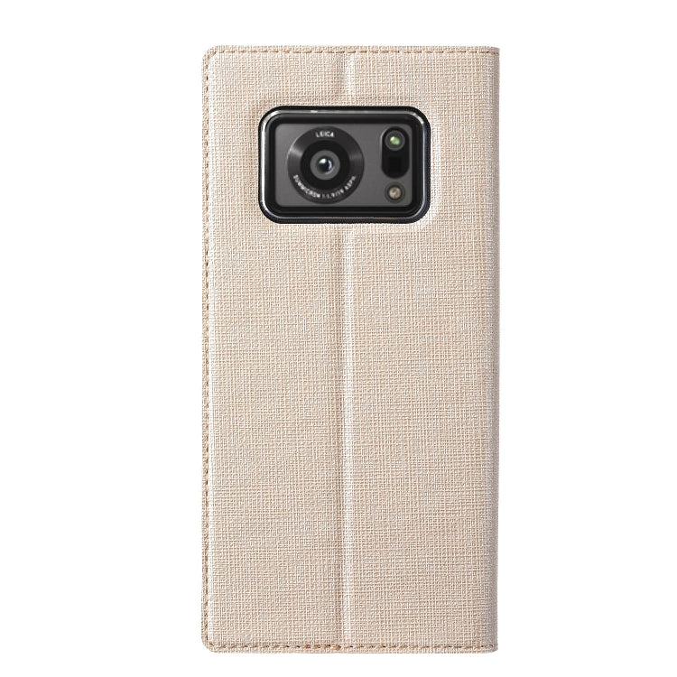 For Sharp Aquos R6 ViLi DMX Series Shockproof TPU + PU Leather Magnetic Attraction Horizontal Flip Case with Card Slot & Holder(Gold)