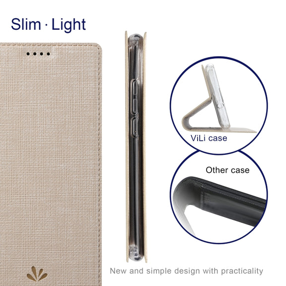 For Sharp Aquos R6 ViLi DMX Series Shockproof TPU + PU Leather Magnetic Attraction Horizontal Flip Case with Card Slot & Holder(Gold)