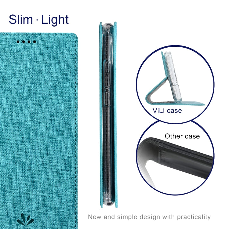 For Sharp Aquos R6 ViLi DMX Series Shockproof TPU + PU Leather Magnetic Attraction Horizontal Flip Case with Card Slot & Holder(Blue)