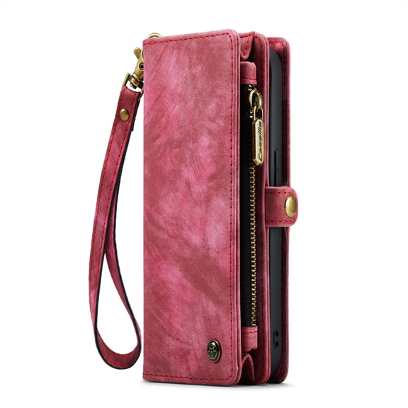 For iPhone 13 Pro Max CaseMe-008 Detachable Multifunctional Horizontal Flip Leather Case with Card Slot & Holder & Zipper Wallet & Photo Frame (Red)