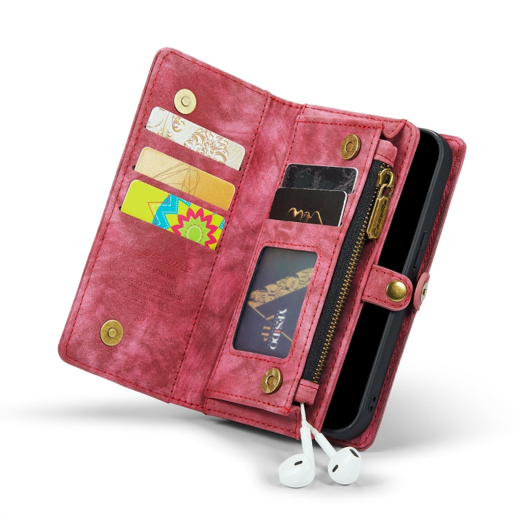 For iPhone 13 Pro Max CaseMe-008 Detachable Multifunctional Horizontal Flip Leather Case with Card Slot & Holder & Zipper Wallet & Photo Frame (Red)