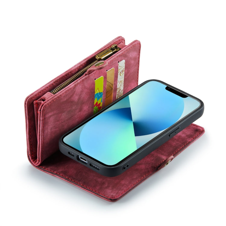 For iPhone 13 Pro Max CaseMe-008 Detachable Multifunctional Horizontal Flip Leather Case with Card Slot & Holder & Zipper Wallet & Photo Frame (Red)