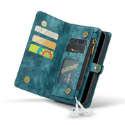 For iPhone 13 Pro Max CaseMe-008 Detachable Multifunctional Horizontal Flip Leather Case with Card Slot & Holder & Zipper Wallet & Photo Frame (Blue)
