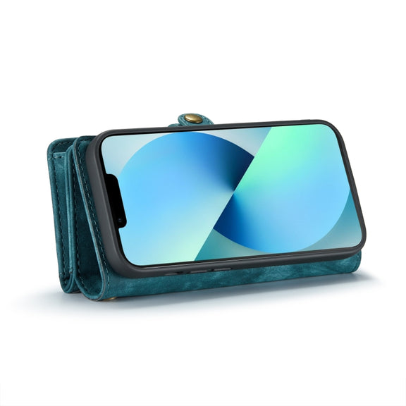 For iPhone 13 Pro Max CaseMe-008 Detachable Multifunctional Horizontal Flip Leather Case with Card Slot & Holder & Zipper Wallet & Photo Frame (Blue)
