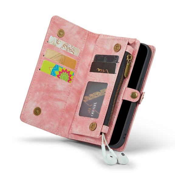 For iPhone 13 Pro Max CaseMe-008 Detachable Multifunctional Horizontal Flip Leather Case(Pink)