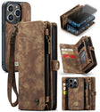 For iPhone 13 Pro CaseMe-008 Detachable Multifunctional Horizontal Flip Leather Case with Card Slot & Holder & Zipper Wallet & Photo Frame (Brown) - free shipping - PMC Jewellery - Order now!