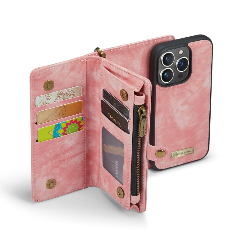 For iPhone 13 Pro CaseMe-008 Detachable Multifunctional Horizontal Flip Leather Case(Pink) - free shipping - PMC Jewellery - Order now!