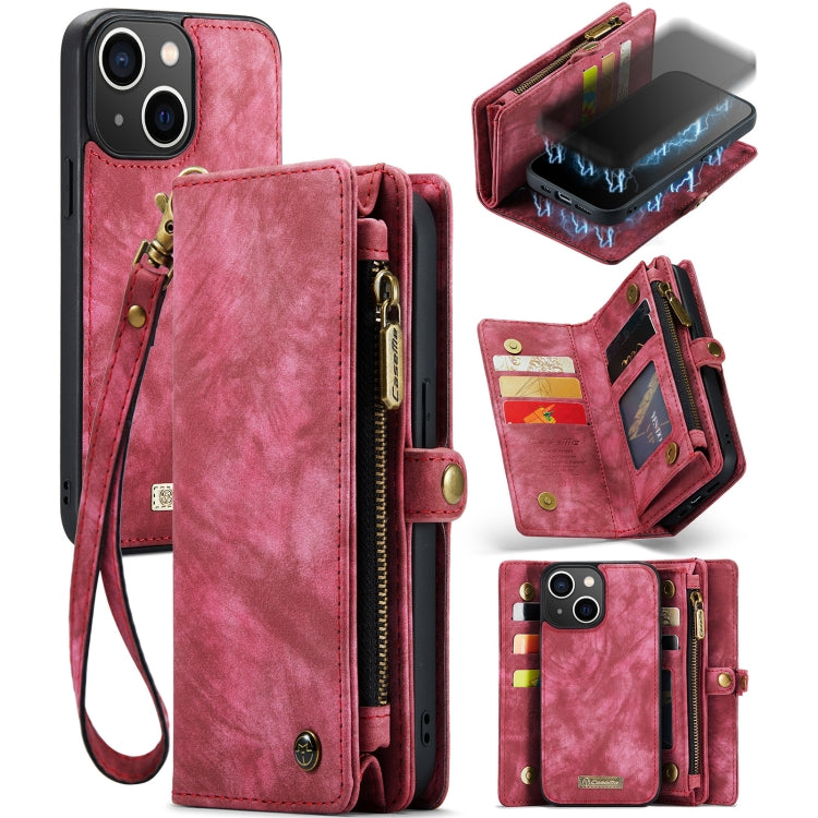 For iPhone 13 CaseMe-008 Detachable Multifunctional Horizontal Flip Leather Case with Card Slot & Holder & Zipper Wallet & Photo Frame(Red) - free shipping - PMC Jewellery - Order now!