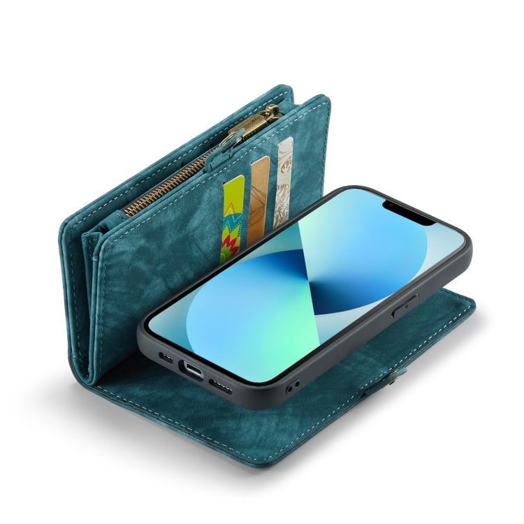 For iPhone 13 CaseMe-008 Detachable Multifunctional Horizontal Flip Leather Case with Card Slot & Holder & Zipper Wallet & Photo Frame(Blue) - iPhone 13 Cases by CaseMe | Online Shopping South Africa | PMC Jewellery | Buy Now Pay Later Mobicred