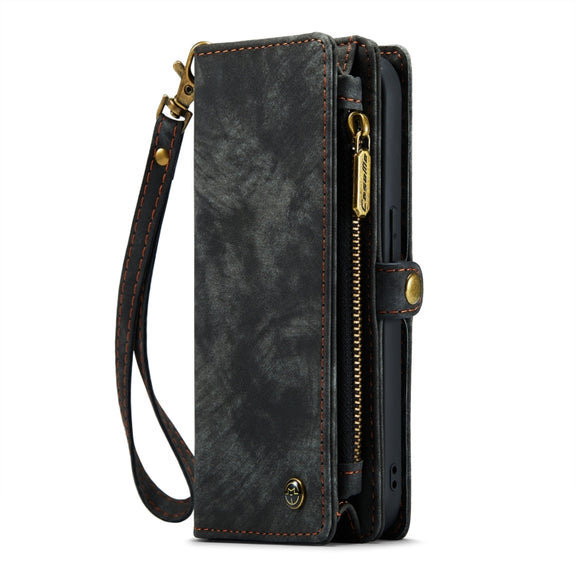 For iPhone 13 mini CaseMe-008 Detachable Multifunctional Horizontal Flip Leather Case with Card Slot & Holder & Zipper Wallet & Photo Frame (Black)