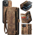 For iPhone 13 mini CaseMe-008 Detachable Multifunctional Horizontal Flip Leather Case with Card Slot & Holder & Zipper Wallet & Photo Frame (Brown) - free shipping - PMC Jewellery - Order now!