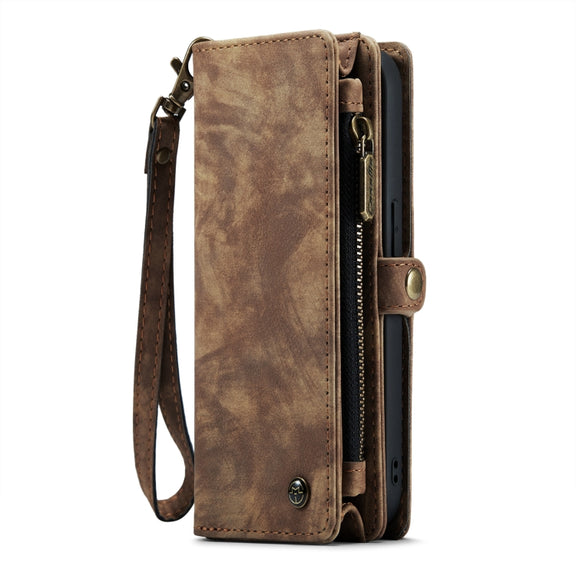 For iPhone 13 mini CaseMe-008 Detachable Multifunctional Horizontal Flip Leather Case with Card Slot & Holder & Zipper Wallet & Photo Frame (Brown)