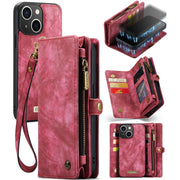 For iPhone 13 mini CaseMe-008 Detachable Multifunctional Horizontal Flip Leather Case with Card Slot & Holder & Zipper Wallet & Photo Frame (Red)