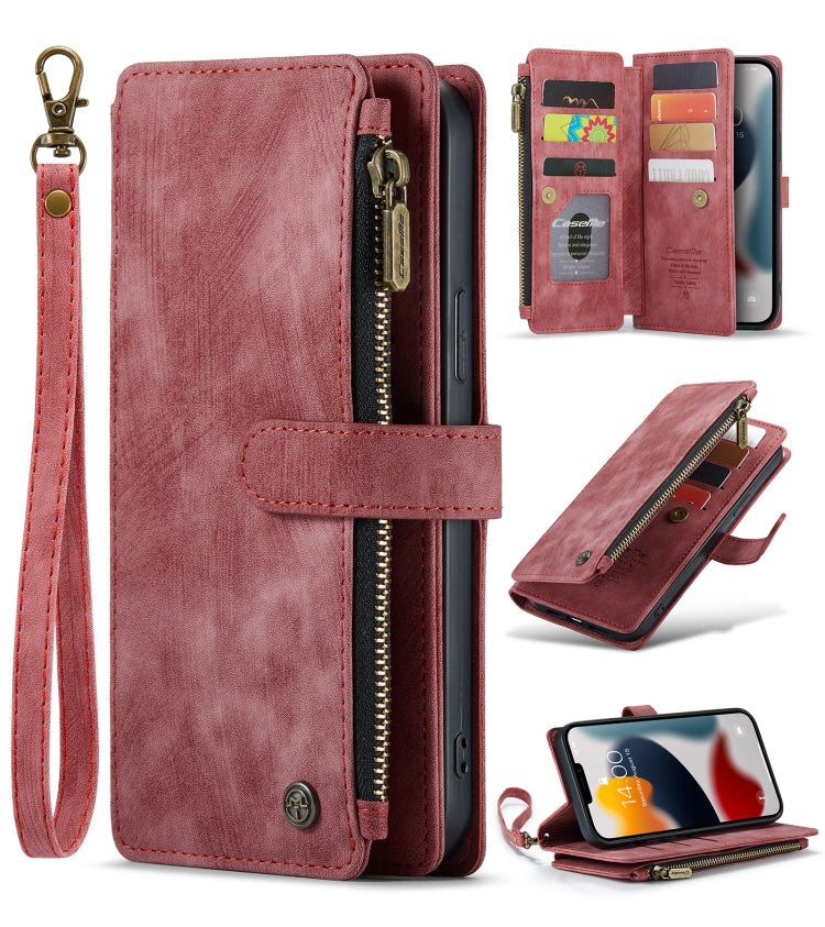 For iPhone 13 Pro Max CaseMe-C30 PU + TPU Multifunctional Horizontal Flip Leather Case with Holder & Card Slot & Wallet & Zipper Pocket (Red) - free shipping - PMC Jewellery - Order now!