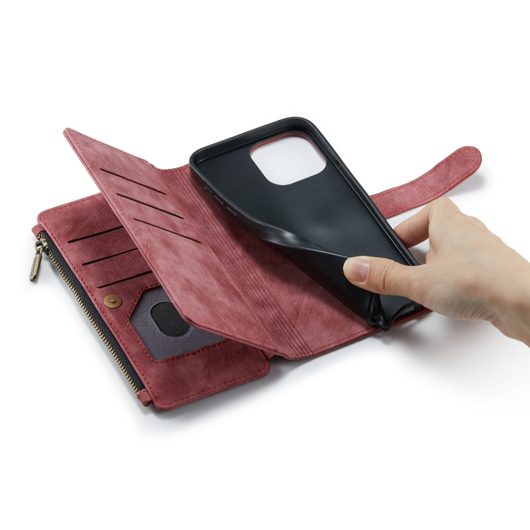 For iPhone 13 Pro Max CaseMe-C30 PU + TPU Multifunctional Horizontal Flip Leather Case with Holder & Card Slot & Wallet & Zipper Pocket (Red) - free shipping - PMC Jewellery - Order now!