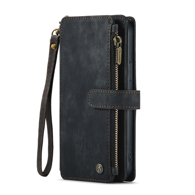 For iPhone 13 Pro CaseMe-C30 PU + TPU Multifunctional Horizontal Flip Leather Case with Holder & Card Slot & Wallet & Zipper Pocket (Black)