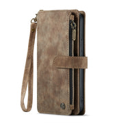 For iPhone 13 Pro CaseMe-C30 PU + TPU Multifunctional Horizontal Flip Leather Case with Holder & Card Slot & Wallet & Zipper Pocket (Brown)