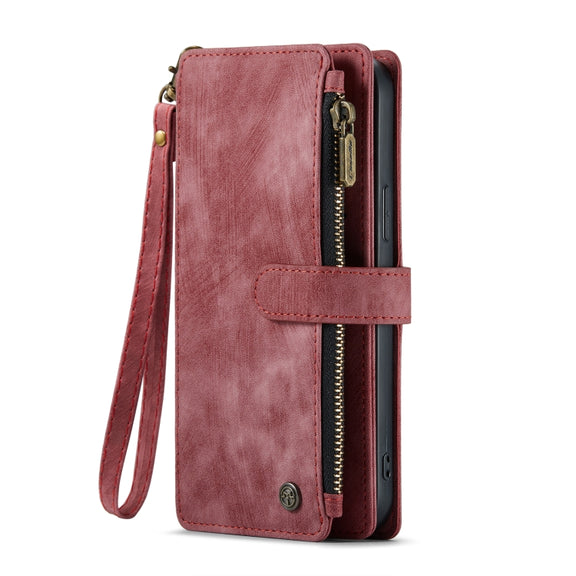 For iPhone 13 Pro CaseMe-C30 PU + TPU Multifunctional Horizontal Flip Leather Case with Holder & Card Slot & Wallet & Zipper Pocket (Red)
