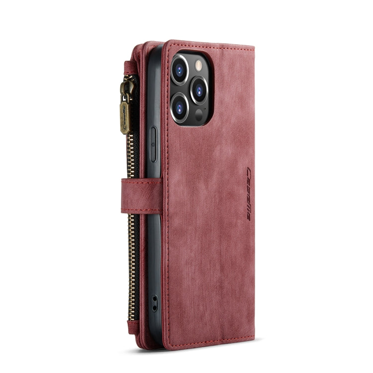 For iPhone 13 Pro CaseMe-C30 PU + TPU Multifunctional Horizontal Flip Leather Case with Holder & Card Slot & Wallet & Zipper Pocket (Red) - iPhone 13 Pro Cases by CaseMe | Online Shopping South Africa | PMC Jewellery | Buy Now Pay Later Mobicred