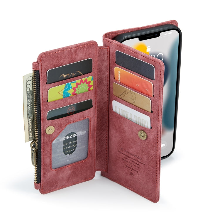 For iPhone 13 Pro CaseMe-C30 PU + TPU Multifunctional Horizontal Flip Leather Case with Holder & Card Slot & Wallet & Zipper Pocket (Red) - iPhone 13 Pro Cases by CaseMe | Online Shopping South Africa | PMC Jewellery | Buy Now Pay Later Mobicred