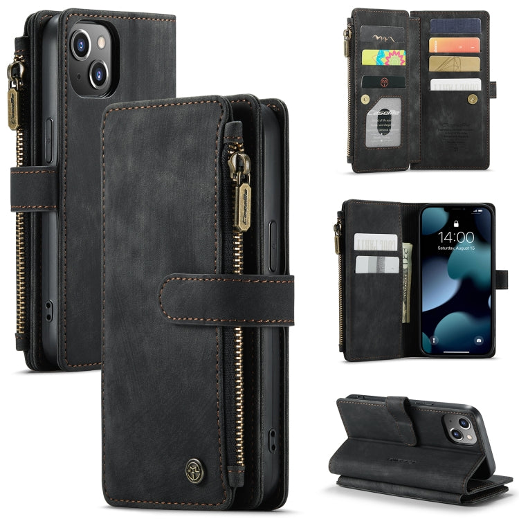 For iPhone 13 CaseMe-C30 PU + TPU Multifunctional Horizontal Flip Leather Case with Holder & Card Slot & Wallet & Zipper Pocket(Black) - iPhone 13 Cases by CaseMe | Online Shopping South Africa | PMC TechLife