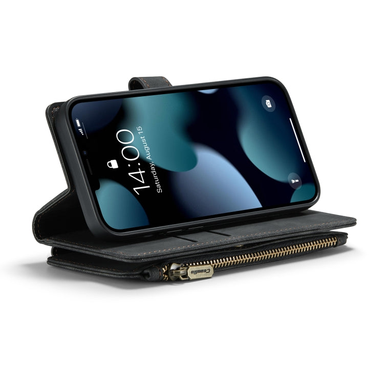 For iPhone 13 CaseMe-C30 PU + TPU Multifunctional Horizontal Flip Leather Case with Holder & Card Slot & Wallet & Zipper Pocket(Black) - iPhone 13 Cases by CaseMe | Online Shopping South Africa | PMC TechLife