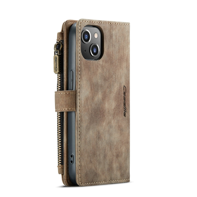 For iPhone 13 CaseMe-C30 PU + TPU Multifunctional Horizontal Flip Leather Case with Holder & Card Slot & Wallet & Zipper Pocket(Brown) - iPhone 13 Cases by CaseMe | Online Shopping South Africa | PMC Jewellery | Buy Now Pay Later Mobicred