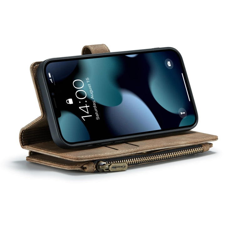 For iPhone 13 CaseMe-C30 PU + TPU Multifunctional Horizontal Flip Leather Case with Holder & Card Slot & Wallet & Zipper Pocket(Brown) - iPhone 13 Cases by CaseMe | Online Shopping South Africa | PMC Jewellery | Buy Now Pay Later Mobicred