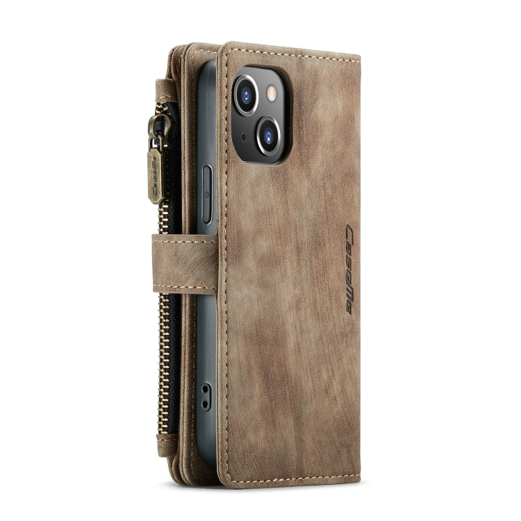 For iPhone 13 mini CaseMe-C30 PU + TPU Multifunctional Horizontal Flip Leather Case with Holder & Card Slot & Wallet & Zipper Pocket (Brown) - free shipping - PMC Jewellery - Order now!