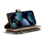 For iPhone 13 mini CaseMe-C30 PU + TPU Multifunctional Horizontal Flip Leather Case with Holder & Card Slot & Wallet & Zipper Pocket (Brown)