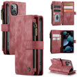 For iPhone 13 mini CaseMe-C30 PU + TPU Multifunctional Horizontal Flip Leather Case with Holder & Card Slot & Wallet & Zipper Pocket (Red) - free shipping - PMC Jewellery - Order now!