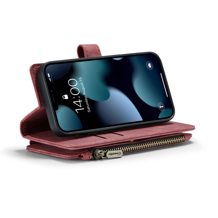 For iPhone 13 mini CaseMe-C30 PU + TPU Multifunctional Horizontal Flip Leather Case with Holder & Card Slot & Wallet & Zipper Pocket (Red) - free shipping - PMC Jewellery - Order now!