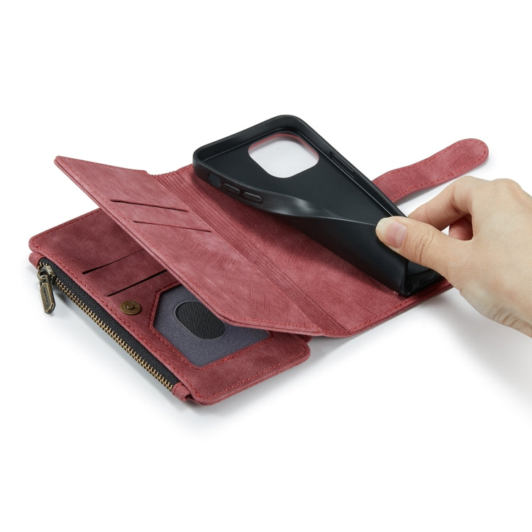 For iPhone 13 mini CaseMe-C30 PU + TPU Multifunctional Horizontal Flip Leather Case with Holder & Card Slot & Wallet & Zipper Pocket (Red) - free shipping - PMC Jewellery - Order now!