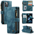 For iPhone 13 mini CaseMe-C30 PU + TPU Multifunctional Horizontal Flip Leather Case with Holder & Card Slot & Wallet & Zipper Pocket (Blue) - free shipping - PMC Jewellery - Order now!
